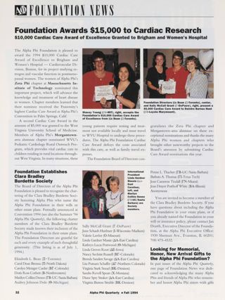 Alpha Phi Foundation News, Fall 1994