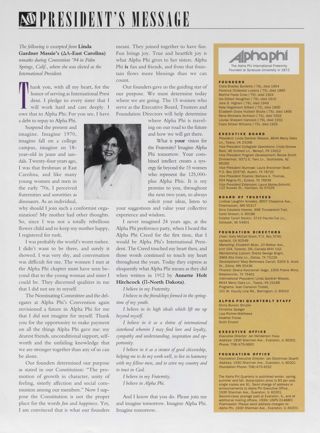 President's Message, Fall 1994. The Alpha Phi International Fraternity Directory, Fall 1994