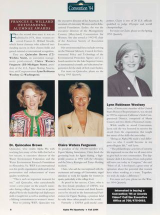 Convention '94: Frances E. Willard Outstanding Alumnae Awards