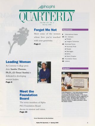 Alpha Phi Quarterly, Vol. 107, No. 2, Spring 1995 Table of Contents