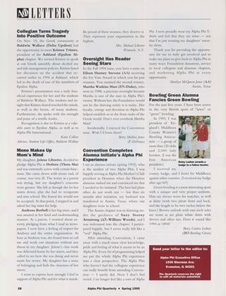 Letters, Spring 1995