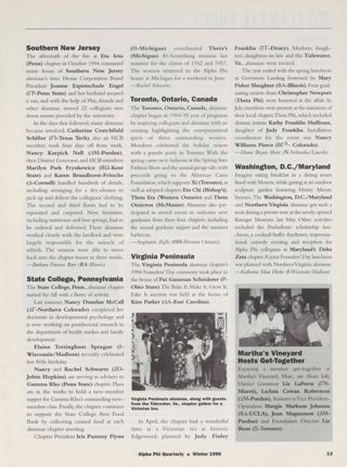 Alumnae Focus: Alumnae Pride: Southern New Jersey, Winter 1996. Alumnae Focus: Alumnae Pride: State College, Pennsylvania, Winter 1996. Alumnae Focus: Alumnae Pride: Toronto, Ontario, Canada, Winter 1996. Alumnae Focus: Alumnae Pride: Virginia Peninsula, Winter 1996. Alumnae Focus: Alumnae Pride: Washington, D.C./Maryland, Winter 1996. Alumnae Focus: Alumnae Pride: Martha's Vineyard Hosts Get-Together