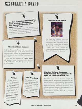 Bulletin Board, Winter 1996
