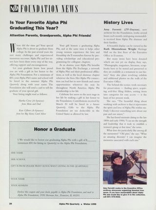 Alpha Phi Foundation News, Winter 1996
