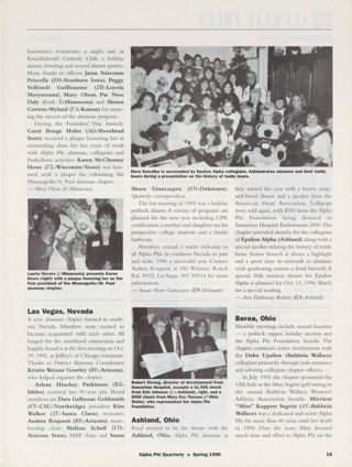 Alumnae Focus: Alumnae Pride: Minneapolis/St. Paul, Minnesota, Spring 1996, Continued. Alumnae Focus: Alumnae Pride: Las Vegas, Nevada, Spring 1996. Alumnae Focus: Alumnae Pride: Ashland, Ohio, Spring 1996. Alumnae Focus: Alumnae Pride: Berea, Ohio, Spring 1996