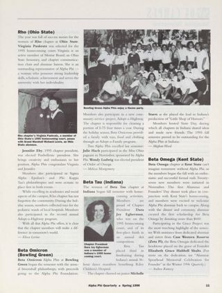 On Campus: Imagine Tomorrow: Rho (Ohio State), Spring 1996. On Campus: Imagine Tomorrow: Beta Omicron (Bowling Green), Spring 1996. On Campus: Imagine Tomorrow: Beta Tau (Indiana), Spring 1996. On Campus: Imagine Tomorrow: Beta Omega (Kent State), Spring 1996