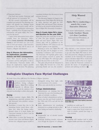 Planning for a New Century: An Update on Strategic Planning, Continued. Collegiate Chapters Face Myriad Challenges