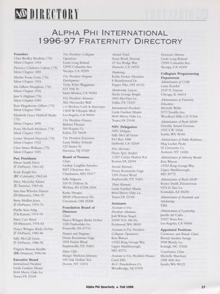 Alpha Phi International 1996-97 Fraternity Directory