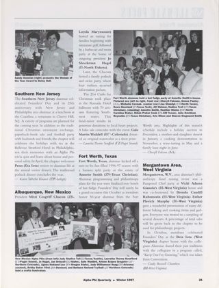 Alumnae Focus: Alumnae Pride: Southern New Jersey, Winter 1997. Alumnae Focus: Alumnae Pride: Albuquerque, New Mexico, Winter 1997. Alumnae Focus: Alumnae Pride: Fort Worth, Texas, Winter 1997. Alumnae Focus: Alumnae Pride: Morgantown Area, West Virginia, Winter 1997