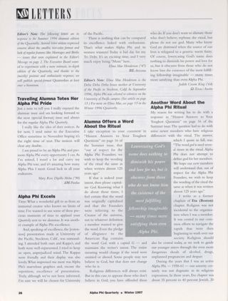 Letters, Winter 1997