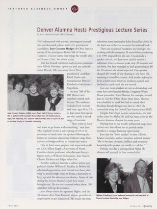 Denver Alumna Hosts Prestigious Lecture Series