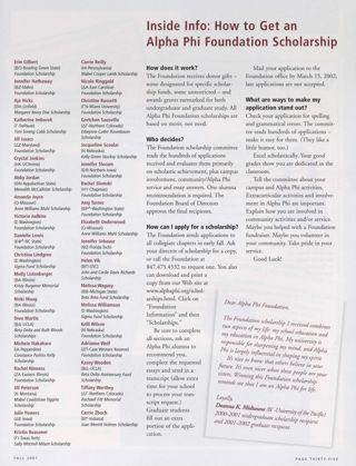 Foundation Awards $110,000 in Scholarship Aid, Continued. Inside Info: How to Get an Alpha Phi Foundation Scholarship