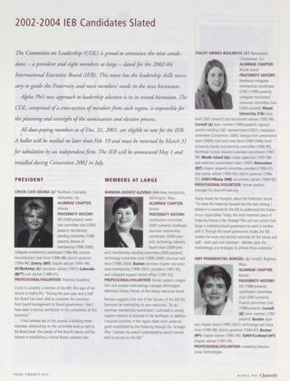 2002 - 2004 IEB Candidates Slated