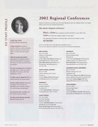 EO Staff Profile, Winter 2002. 2002 Regional Conferences, Winter 2002