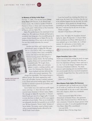 Letters to the Editor, Spring 2002