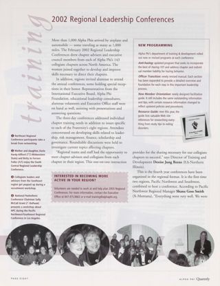 2002 Regional Leadership Conferences, Spring 2002