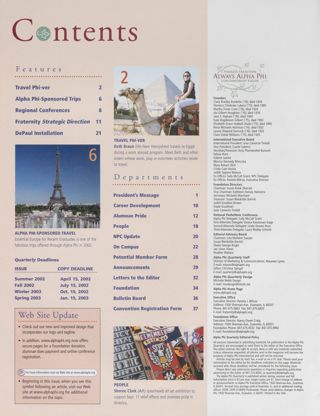 Alpha Phi Quarterly, Vol. 114, No. 2, Spring 2002 Table of Contents