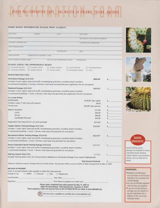 Alpha Phi Convention 2002 Registration Form, Spring 2002