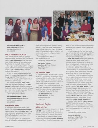 Alumnae Pride: St. Louis Gateway, Mo., Summer 2002, Continued. Alumnae Pride: Dallas and Suburban, Texas, Summer 2002. Alumnae Pride: Fort Worth, Texas, Summer 2002. Alumnae Pride: San Antonio, Texas, Summer 2002. Alumnae Pride: Wichita Falls, Texas, Summer 2002. Alumnae Pride: Tampa Bay, Fla., Summer 2002
