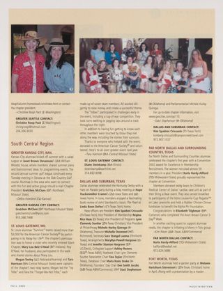 Alumnae Pride: Greater Seattle, Wash., Fall 2002, Continued. Alumnae Pride: Greater Kansas City, Kan., Fall 2002. Alumnae Pride: St. Louis Gateway, Mo., Fall 2002. Alumnae Pride: Dallas and Suburban, Texas, Fall 2002. Alumnae Pride: Far North Dallas and Surrounding Counties, Texas, Fall 2002. Alumnae Pride: Fort Worth, Texas, Fall 2002