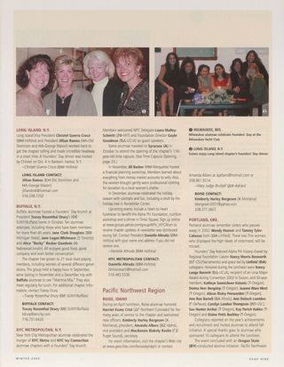 Alumnae Pride: Milwaukee, Wis., Winter 2003, Continued. Alumnae Pride: Long Island, N.Y., Winter 2003. Alumnae Pride: Buffalo, N.Y., Winter 2003. Alumnae Pride: NYC Metropolitan, N.Y., Winter 2003. Alumnae Pride: Boise, Idaho, Winter 2003. Alumnae Pride: Portland, Ore., Winter 2003
