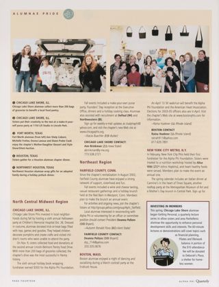 Alumnae Pride: Chicago Lake Shore, Ill., Spring 2003. Alumnae Pride: Fairfield County, Conn., Spring 2003. Alumnae Pride: Boston, Mass., Spring 2003. Alumnae Pride: New York City Metro, N.Y., Spring 2003. Alumnae Pride: Investing in Members. Alumnae Pride: Fort Worth, Texas, Spring 2003, Continued. Alumnae Pride: Houston, Texas, Spring 2003, Continued. Alumnae Pride: Northwest Houston, Texas, Spring 2003, Continued