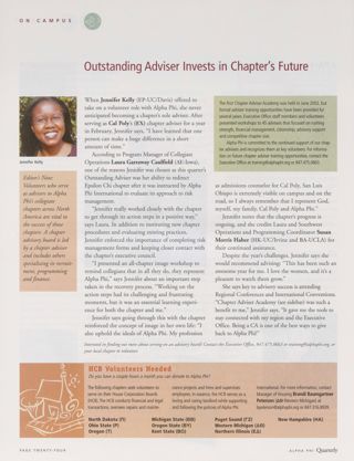 On Campus: Outstanding Adviser Invests in Chapter's Future. On Campus: HCB Volunteers Needed