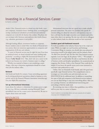 Investing in a Financial Services Career
