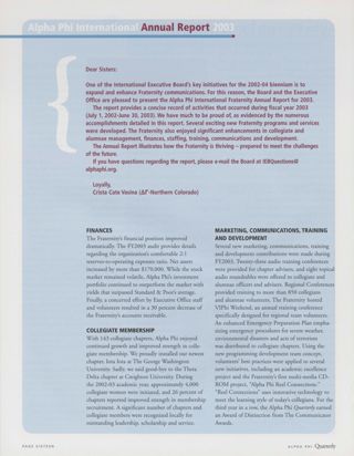 Alpha Phi International Annual Report, 2003