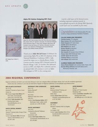 NPC Update, Winter 2004. 2004 Regional Conferences, Winter 2004