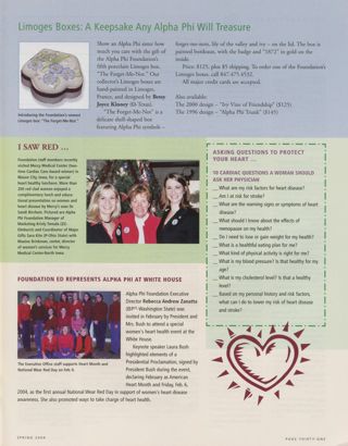 Limoges Boxes: A Keepsake Any Alpha Phi Will Treasure. I Saw Red. Foundation ED Represents Alpha Phi at White House. Asking Questions to Protect Your Heart