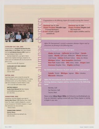 Alumnae Pride: Ashland, Ohio, Fall 2004, Continued. Alumnae Pride: Cleveland East Side, Ohio, Fall 2004. Alumnae Pride: Dayton, Ohio, Fall 2004. Alumnae Pride: Youngstown, Ohio, Fall 2004. Alumnae Pride: New Alumnae Chapters, Fall 2004