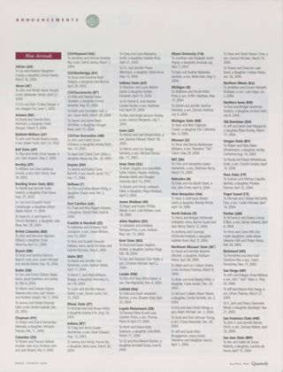 Announcements: New Arrivals, Fall 2004