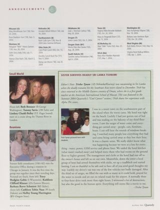 Announcements: Silent Chapter, Spring 2005, Continued. Small World, Spring 2005. Reunions, Spring 2005. Sister Survives Deadly Sri Lanka Tsunami