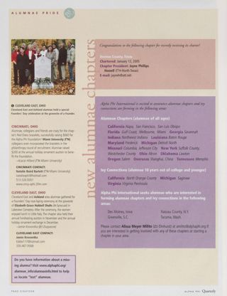 Alumnae Pride: Cincinnati, Ohio, Spring 2005. Alumnae Pride: Cleveland East, Ohio, Spring 2005. Alumnae Pride: New Alumnae Chapters, Spring 2005