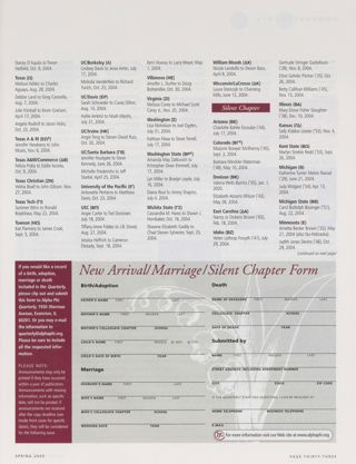 Announcements: Marriages, Spring 2005, Continued. Announcements: Silent Chapter, Spring 2005. New Arrival/Marriage/Silent Chapter Form, Spring 2005