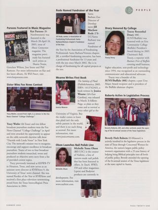 People: Parsons Featured in Music Magazine. People: Sister Wins Fox News Contest. People: Rode Named Fundraiser of the Year. People: Wearne Writes First Book. People: Olson Launches Nail Polish Line. People: Drury Honored by College. People: Roberts Active in Legislative Process