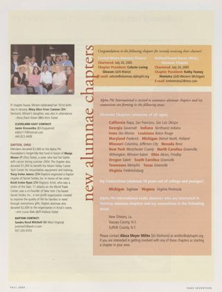 Alumnae Pride: Ashland, Ohio, Fall 2005, Continued. Alumnae Pride: Cleveland East, Ohio, Fall 2005, Continued. Alumnae Pride: Dayton, Ohio, Fall 2005. Alumnae Pride: New Alumnae Chapters, Fall 2005