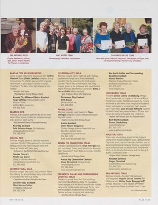 Alumnae Pride: Kansas City Missouri Metro, Winter 2006. Alumnae Pride: Kearney, Neb., Winter 2006. Alumnae Pride: Omaha, Neb., Winter 2006. Alumnae Pride: Greater Tulsa, Okla., Winter 2006. Alumnae Pride: Oklahoma City, Okla., Winter 2006. Alumnae Pride: Austin, Texas, Winter 2006. Alumnae Pride: Austin Ivy Connection, Texas, Winter 2006. Alumnae Pride: Far North Dallas and Surrounding Counties, Texas, Winter 2006. Alumnae Pride: Fort Worth, Texas, Winter 2006. Alumnae Pride: Houston, Texas, Winter 2006. Alumnae Pride: San Antonio, Texas, Winter 2006. Alumnae Pride: Southwest Dallas, Texas, Winter 2006, Continued