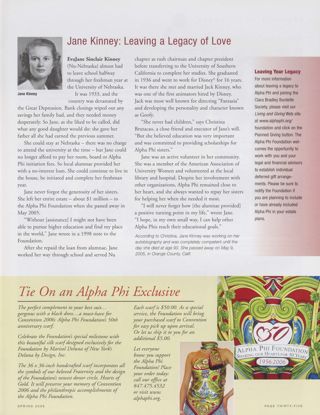Jane Kinney: Leaving a Legacy of Love. Tie on an Alpha Phi Exclusive