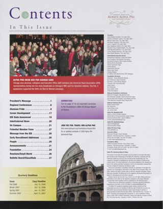 Alpha Phi Quarterly, Vol. 118, No. 2, Spring 2006 Table of Contents