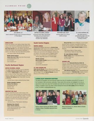 Alumnae Pride: NYC Metro, N.Y., Spring 2006, Continued. Alumnae Pride: Rhode Island, Spring 2006. Alumnae Pride: British Columbia, Canada, Spring 2006. Alumnae Pride: Monterey Bay, Calif., Spring 2006. Alumnae Pride: Wichita, Kansas, Spring 2006. Alumnae Pride: St. Louis Gateway, Mo., Spring 2006. Alumnae Pride: Alumnae Enjoy Foundation Receptions, Spring 2006. Alumnae Pride: Kearney, Neb., Spring 2006