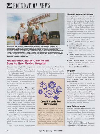 Alpha Phi Foundation News, Winter 1998. A+ Class Act