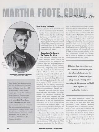 Martha Foote Crow: The Ever Widening Life. Convention '98 Advertisement, Winter 1998