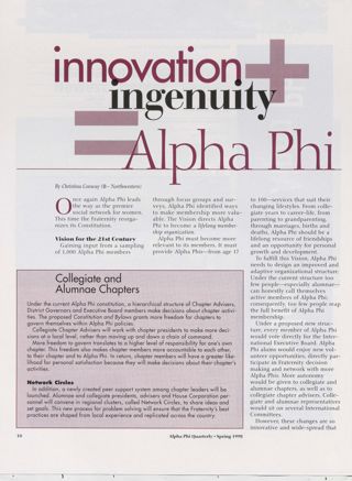 Innovation + Ingenuity = Alpha Phi. The Alpha Phi Foundation Is Alpha Phi's Philanthropy