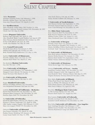 Silent Chapter, Summer 1998. Alpha Phi Quarterly, Vol. 110, No. 4, Fall 1998 Table of Contents