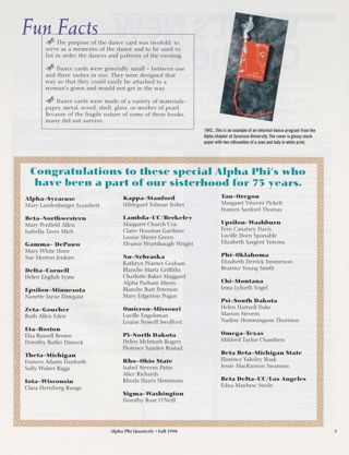 Shall We Dance?: Pieces of Alpha Phi History, Continued. Congratulations to These Special Alpha Phi's Who Have Been a Part of Our Sisterhood for 75 Years. Convention '98 Awards, Continued