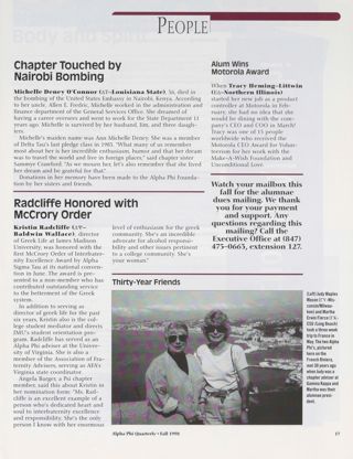 People: Radcliffe Honored With McCrory Order. People: Alum Wins Motorola Award. People: Thirty-Year Friends