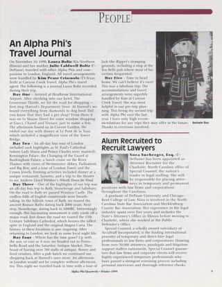 People: An Alpha Phi's Travel Journal. People: Alum Recruited to Recruit Lawyers