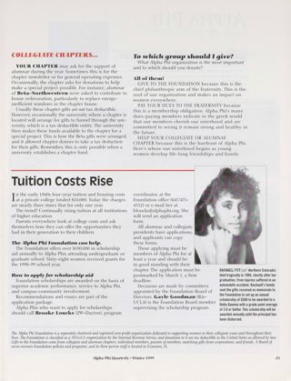 Alpha Phi Foundation: Money Talk, Continued. Alpha Phi Foundation: Tuition Costs Rise. Alpha Phi Foundation: Scholarship Aid Helps Twice, Continued